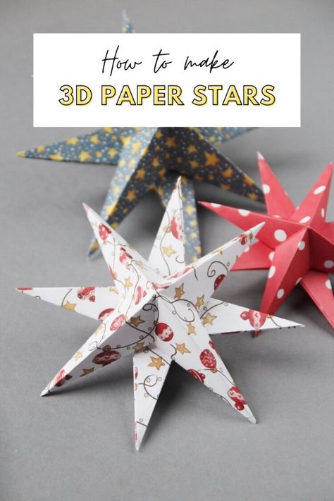 Diy Paper Christmas Decorations, Paper Ornaments Diy, Folded Paper Stars, Diy Christmas Star, 3d Paper Star, Christmas Arts, Paper Christmas Decorations, Paper Christmas Ornaments, Folding Origami