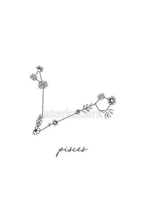 Pisces Zodiac Wildflower Constellation pisces tattoo, pisces constellation, pisces tattoo for women, back tattoo ideas bull simple geometric for guys designs  men symbols unique finger small minimalist Small Tattoo Ideas Pisces, Small Pisces Tattoos Constellation, Pisces Flash Tattoo, Tattoo For Pisces Women, Pisces Zodiac Tattoo For Women, Unique Pisces Tattoos For Women, Small Pisces Tattoos For Women, Pisces Tattoo Ideas For Women, Astrology Tattoo Pisces