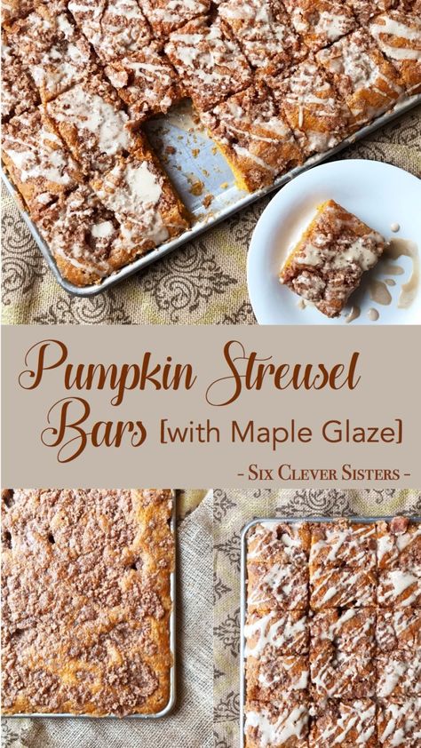 Fall Desserts Pumpkin, Pumpkin Streusel, Streusel Bars, Recipe Pumpkin, Pumpkin Desserts, Pumpkin Bars, Pumpkin Recipes Dessert, Sheet Cake Recipes, Maple Glaze