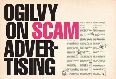 Ogilvy: Ogilvy on scam advertising | Ads of the World™ Ogilvy Ads, Advertising Awards, Ad Layout, Cannes Lions, Creative Advertising Campaign, Award Show, Ads Of The World, Self Promo, Advertising Ads