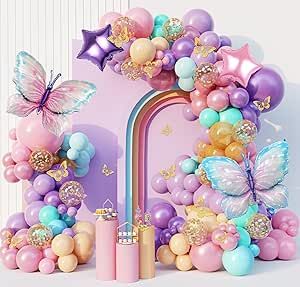 Butterfly Balloon Arch, Purple Balloons Garland, Pink And Purple Balloons, Butterfly Birthday Decorations, Butterflies Party, Butterfly Balloon, Butterfly Birthday Party Decorations, Wedding Butterfly, Pink Baby Shower Decorations