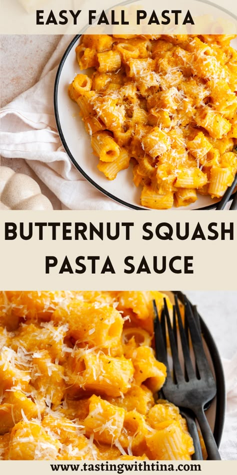 Butternut Pasta Sauce, Spaghetti Ideas, Fall Pasta Dishes, Squash Pasta Sauce, Squash Pasta Recipe, Squash Sauce, Butternut Squash Pasta Sauce, Fall Pasta, Butternut Squash Sauce