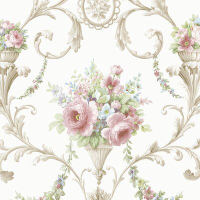 Antique Nursery, Peelable Wallpaper, Swag Wallpaper, Country Bouquet, Classic Wallpaper, Large Scale Floral, W Wallpaper, Faux Fireplace, Fireplace Ideas