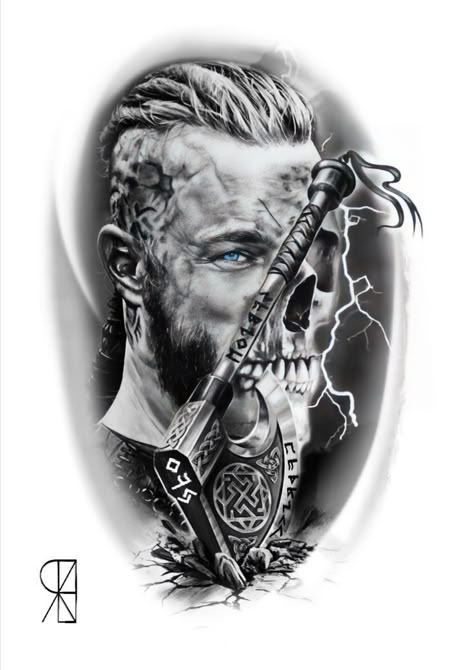 Ragnar Tattoo, Viking Crown, Ragnar Lothbrok Tattoo, Tattoo Writing Styles, Tattoo Crown, Traditional Viking Tattoos, Thor Tattoo, Bull Skull Tattoos, Viking Warrior Tattoos