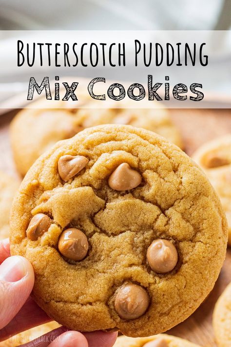 Butterscotch Pudding Cookies Recipes, Gingerbread Cookies Butterscotch Pudding, Chewy Butterscotch Cookies, Salted Butterscotch Cookies, Butterscotch Pudding Mix Recipes, Butterscotch Pudding Desserts Easy, Christmas Butterscotch Cookies, Butterscotch Chip Desserts, Easy Butterscotch Desserts