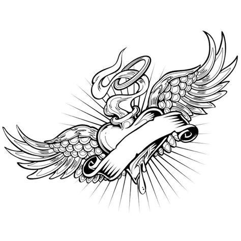 Heart And Wings Tattoo Design, Heart With Wings Tattoo Design, Wings Heart Tattoo, Heart And Banner Tattoo, Heart With Wings Drawing, Heart Wings Tattoo, Heart Tattoo Stencil, Banner Tattoo Design, Coloring Pages Heart