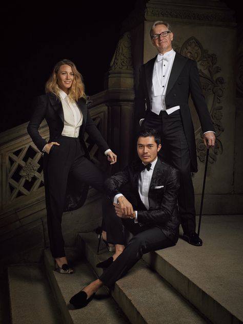 Blake Lively and Henry Golding with Paul Feig, the director of their new movie A Simple Favor, on the steps of Bethesda Terrace in Central Park for the 50th Anniversary Show. . Photographed by Alexi Lubomirski. . #RL50 #RalphLauren #NYFW Blake Lively Suit, A Simple Favor, Simple Favor, Henry Golding, Suits Tv Shows, Blake Lively Style, Costume Inspo, Masculine Style, Woman Suit Fashion