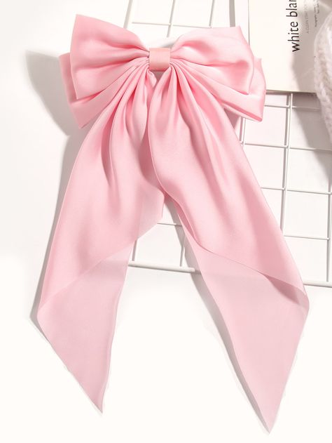 Baby Pink Casual   Polyester Plain French Clip    Women Accessories Pink Hair Accessories, Pink Hair Bows, Pink Stuff, Bow Women, French Clip, Bow Decor, French Hair, Slides Women, Silk Hair