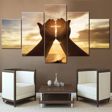 Wall Crosses Decor Jesus Hands Prayer Paintings Wall Art Panels Large for Living Room Christian Pictures 5 Piece Canvas Modern Artwork Home Decorations Giclee Framed Ready to Hang(60''Wx32''H) by Fankiko Jesus Hands, Christian Crosses, Cross Wall Art, Art Panels, Paintings Wall, Artwork Canvas, Cross Wall Decor, Christian Wall Decor, Living Modern