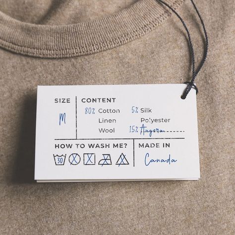 Clothing Hang Tags, Clothing Labels Design, Hang Tags Clothing, Washing Labels, Hang Tag Design, Custom Clothing Labels, Clothes Fabric, Packaging Ideas Business, Clothing Packaging