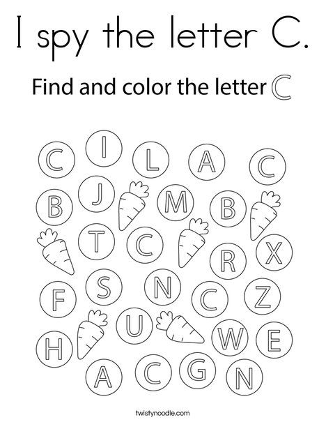 I spy the letter C Coloring Page - Twisty Noodle Prek Letter Worksheets Free Printables, Circle Letter A Worksheet, I Spy Alphabet Free Printable, I Spy Letters Free Printable, Letter A Worksheets For Kindergarten, Letter Aa Worksheet, Letter A Activities For Preschool Printables Free, Letter A Worksheets For Preschool, Teacher Papers