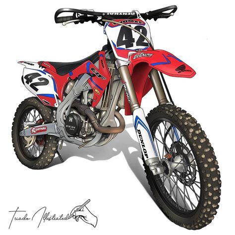 Dirt Bike Drawing, Drawing Motorcycle, Yamaha Dirt Bikes, Honda Dirt Bike, Cool Dirt Bikes, Bike Drawing, Motorcycle Illustration, I Got It, Art Styles