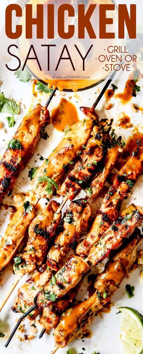 Easy Thai Chicken, Chicken Satay With Peanut Sauce, Peanut Sauce Chicken, Peanut Satay Sauce, Thai Chicken Satay, Chicken Satay Skewers, Chicken Satay Recipe, Satay Recipe, Ensalada Caprese