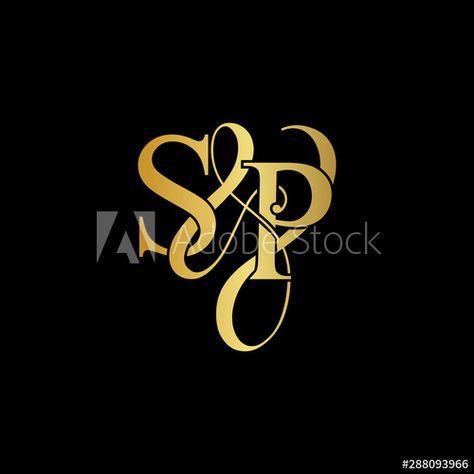 Initial letter S & P SP luxury art vector mark logo, gold color on black background. - Buy this stock vector and explore similar vectors at Adobe Stock P Love S Letter Images, P S Name Wallpaper, S Love P Images, Sp Name Dp, S P Name Wallpaper, S P Photo Name, S P Love Letter, Sp Letter Images, S P Logo Design