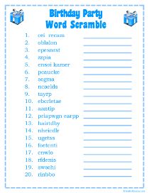 Birthday Party Word Scramble Puzzle Birthday Word Scramble, 21st Birthday Games, 21st Birthday Party Games, 90 Birthday, Virtual Birthday, Birthday Games For Adults, Scramble Words, Free Homeschool Curriculum, Scramble Game