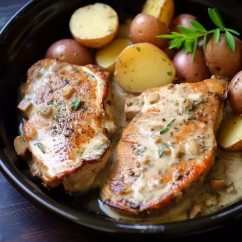 Crockpot Ranch Pork Chops and Potatoes Ranch Pork Chops And Potatoes, Crockpot Ranch Pork Chops, Blueberry Syrup Recipe, Braised Pork Chops, Ranch Pork Chops Crock Pot, Complete Meals, Ranch Pork Chops, Pork Chops And Potatoes, Crockpot Ideas