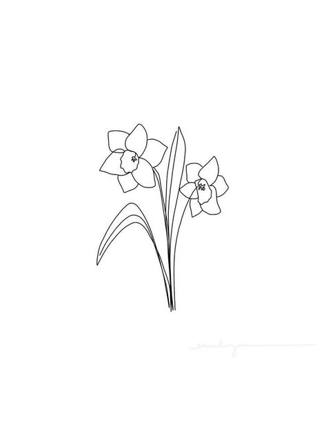 Daphodil Flower Tattoos, Rowan Tattoo, Honeysuckle Tattoo, March Birthdays, Anniversary Tattoo, March Birth Flower, Minimalist Line Drawing, Daffodil Tattoo, Tattoo Time