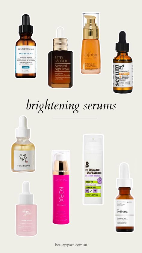 Step up your skincare game with our curated list of 2024's Top Brightening Serums! 🌟 Explore the magic of these game-changing serums that promise to illuminate and even out your skin tone. Whether you're dealing with dullness, dark spots, or just seeking that extra glow, we've got you covered. Dive into our detailed reviews at BeautySpace to find your holy grail serum and start your journey to a brighter, more beautiful complexion. #SkinBrightness #BeautyEssentials #SerumSecrets Serum For Brightening Skin, Products Flyer, Face Glow Serum, Best Brightening Serum, Best Serums, Facial Care Products, Brightening Skincare, Beauty Space, Face Cream Best