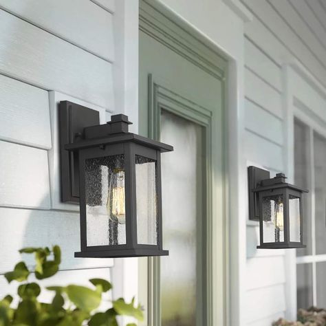 Emliviar Outdoor Wall Mount Lights 2 Pack, 1-Light Exterior Sconces Lantern in Black Finish with Clear Seeded Glass, OS-1803EW1-2PK Wall Mount Lights, Patio Lamp, Outdoor Wall Mounted Lighting, Black Outdoor Wall Lights, Modern Outdoor Lighting, Outdoor Sconces, Outdoor Light Fixtures, Outdoor Wall Lantern, Outdoor Lights