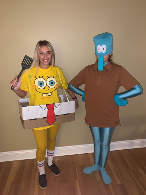 SpongeBob & Patrick Halloween Costume Spongebob And Patrick Couples Costume, Sponge Bob Group Costume, Sandy And Spongebob Costume, Spongebob Chocolate Old Lady Costume, Spongebob Squarepants Halloween Costumes, Sponge Bob Costume Women, Spongebob Dress Up, Spongebob And Doodlebob Costume, Terrible Halloween Costumes