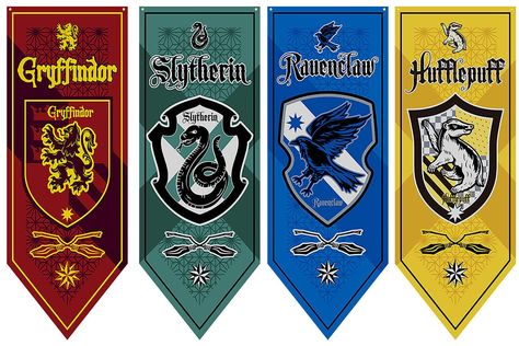 PRICES MAY VARY. Harry HP Potter gifts for girls and boys: Each flag measures 120X40CM and is made of high-quality polyester that is durable, fade-resistant, and easy to hang. Harry HP Potter birthday decorations: Show your love for the magical world with this set of four flags featuring iconic symbols and characters from the popular fantasy series. Harry HP Potter party favors: You can display the flags indoors or outdoors, in your bedroom, living room, garden, or anywhere you want to add some Harry Potter Banners, Harry Potter House Banners, Harry Potter Banner, Harry Potter Party Decorations, Harry Potter Marauders Map, Slytherin And Hufflepuff, Hufflepuff Pride, Minecraft Banner Designs, Harry Potter Items