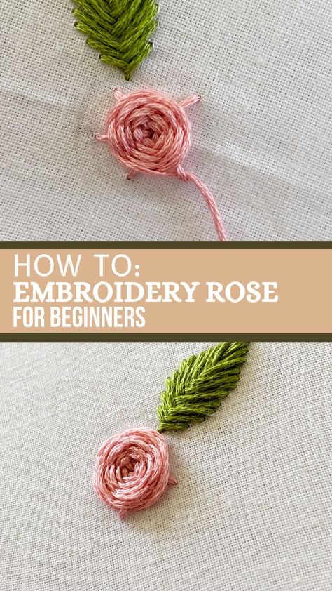 If you want to learn how to make an embroidery rose then this tutorial is for you. This is beginner friendly and is step-by-step with pictures so you can learn how to make this embroidery rose with ease Grub Roses Embroidery, Ribbon Embroidery Rose Tutorial, Pinwheel Rose Embroidery, Rose Stitch Embroidery Tutorial, Rose Embroidery Stitch, How To Embroider A Rose By Hand, Easy Rose Embroidery, Embroidery Flower Tutorials, Flower Embroidery Stitches Tutorial