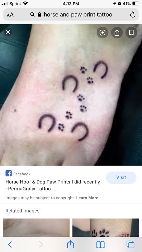 Paw And Hoof Tattoo, Horse Shoe And Dog Paw Tattoo, Horse Tattoo Small Simple, Horse Hoof Tattoo, Horse And Dog Tattoo, Hoof Print Tattoo, Horse Henna, Horse Hoof Print, Shoe Tattoo