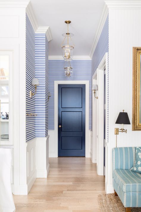 Beach House Wallpaper, Hamptons Homes, Coastal Entryway, Coastal Wallpaper, Apartment Entryway, Sandberg Wallpaper, Beach House Interior, Draper James, Coastal Interiors