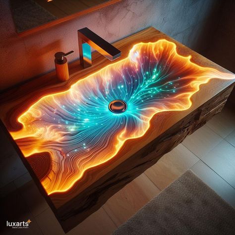 Glowing Epoxy Sink Material 💡🚰 #GlowingEpoxySink #InnovativeDesign #ModernUtility Illuminate your kitchen with the mesmerizing Glowing Epoxy Sink Material. Crafted with epoxy resin infused with glowing pigments, this sink material creates a stunning visual effect, adding an element of modern sophistication to your space. Elevate your kitchen decor with the Glowing Epoxy Sink Material, where every wash becomes a radiant experience. ✨🌊🪞 https://luxarts.net/glowing-epoxy-sink-material/ Epoxy Sink, Epoxy Bathroom, Epoxy Countertop, Neon Decor, Art Stand, Sink Design, Custom Ideas, Diy Resin Crafts, Resin Diy