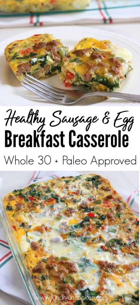 Whole 30 Breakfast Casserole, Breakfast Casserole Healthy, Whole30 Breakfast Casserole, Paleo Breakfast Casserole, Casserole Healthy, Eggs Spinach, Whole30 Breakfast, Healthy Breakfast Casserole, Menu Sarapan Sehat