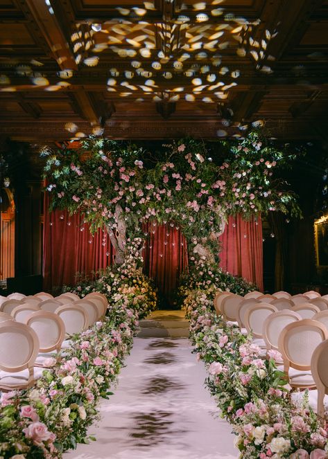 Fairytale wedding ceremony featuring dreamy floral arrangements in pink shades | wedding, wedding inspo, wedding decor, wedding cermeony, wedding ceremony decor, wedding aisle decor,wedding aisle decorations, wedding flowers, luxury wedding ceremony, luxury wedding, fairytale wedding, echanted garden wedding, enchanted forest wedding, extravagant wedding, magical wedding, dreamy wedding, magical wedding #weddingceremony #weddingflowers Magical Forest Wedding Fairytale, Pink Shades Wedding, Wedding Extravagant, Fairytale Wedding Ceremony, Wedding Enchanted Forest, Aisle Decorations Wedding, Enchanted Theme, Luxury Wedding Ceremony, Aisle Decor Wedding