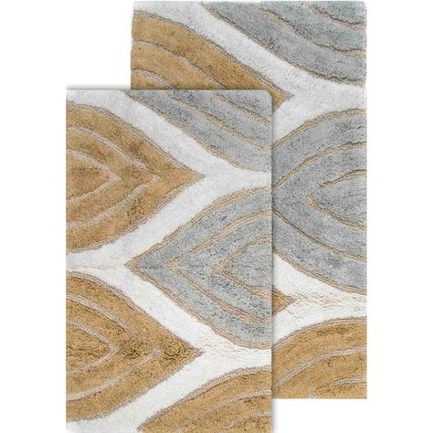 Set of two 100% cotton bath rugs. Machine-tufted construction. Lightly sprayed anti-skid backing keeps rug safely in place. Large rug measures 24-in x 40-in. Small rug measures 21-in x 34-in. Chesapeake Merchandising Davenport 40-in x 24-in Cotton Bath Rug | 44801 Brown Bathroom Rugs, Bathroom Rugs And Mats, Bathroom Rugs Bath Mats, Cotton Bath Rug, Bathroom Rug Sets, Bath Mat Sets, Bath Rugs Sets, Rug Sets, Mat Rugs