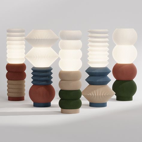 A close-up view of some of the many possibilities of the STAK Modular Lamp. Meticulously designed modular parts twist and connect together allowing you to completely customize the color, shape and lampshade. Style it however you like, then change it up later. #meltmod #modulardecor #STAKlamps #interiordesign #lighting #3dprinted #modularfurniture #productdesign #tablelamp #desklamp #apartmentdecor #apartmenttherapy #midcenturymodern #midcenturyhome #midcenturyfurniture #scandinaviandesign ... Modular Lamp Design, Modular Design Product, Print Products, Products Ideas, Alvar Aalto, Modular Furniture, Mid Century House, Modular Design, Mid Century Furniture