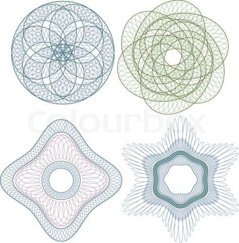 Stock vector of 'Guilloche' Guilloche Pattern, Spirograph Art, Business Card Design Minimal, Currency Design, Money Design, Certificate Design, Printing Design, Business Cards Creative, Small Boxes