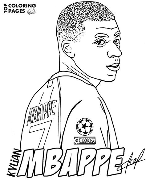 Kylian Mbappe printable coloring page - Topcoloringpages.net Coloring Pages For Teenagers, Soccer Drawing, Football Coloring Pages, Screen Free Activities, Kylian Mbappe, Color Magic, Coloring Pages Printable, Page Ideas, Calming Colors