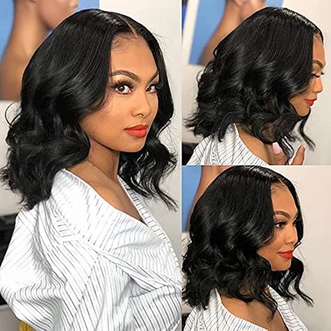 Wet and Wavy Hair: Styling Tips With Medium Length Wigs for African American Women | john zac on Patreon Layered Shoulder Length Wig, Silk Press Natural Hair Instructions, Kort Bob, Corte Bob, Hair Patterns, Short Human Hair Wigs, Remy Human Hair Wigs, People Brand, Body Wave Wig