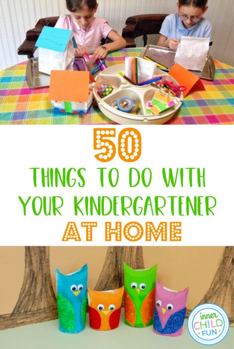 50 Fun Things To Do With Your Kindergartener At Home - Inner Child Fun Fun Things To Do With Preschoolers, Fun Activities To Do With Kindergartners, Fun Things To Do With Kindergarteners, Kindergarten At Home, Kindergarten Learning Games, Fun Learning Games, Kids Activities At Home, Kindergarten Learning Activities, Kindergarten Fun