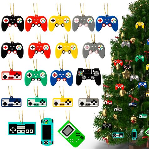 PRICES MAY VARY. Package Includes- 20 video game controller hanging ornaments are included in the package. Each ornaments comes with a yellow rope for your decorating needs. Decorate your home and Christmas party with these fun game controllers! Video Game Controller Hanging Ornaments- Contains many different styles and varieties of video game controller patterns, these colorful hanging ornaments are perfect for Christmas parties. Hang them on the Christmas tree to make it more beautiful. Christ Gaming Christmas Tree, Gamer Christmas Tree, Gaming Decorations, Gamer Controller, Christmas Video, For Christmas, Terrarium Decor, Christmas Hanging, Game Controllers