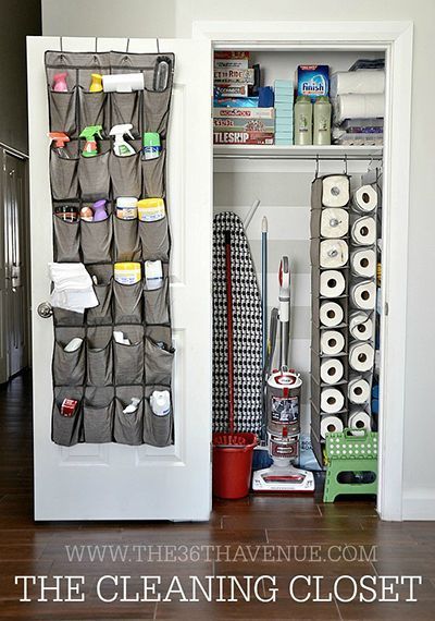 Cleaning Closet Organization, Small Apartment Organization, Organized Closet, Kabinet Dapur, Closet Organization Diy, Organisation Hacks, Diy Casa, Apartment Organization, Small Closet