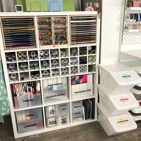 Cricut Newbie Starter Shopping List - Organized-ish by Lela Burris Vinyl Roll Storage Cabinet, Vinyl Craft Room Ideas, Craft Room Vinyl Storage, Vinyl Organization Ideas Craft Rooms, Cricut Organization Ideas Vinyl Storage, Ikea Cricut Storage, Vinyl Craft Storage, Vinyl Storage Cricut, Cricut Storage Ideas Organizing