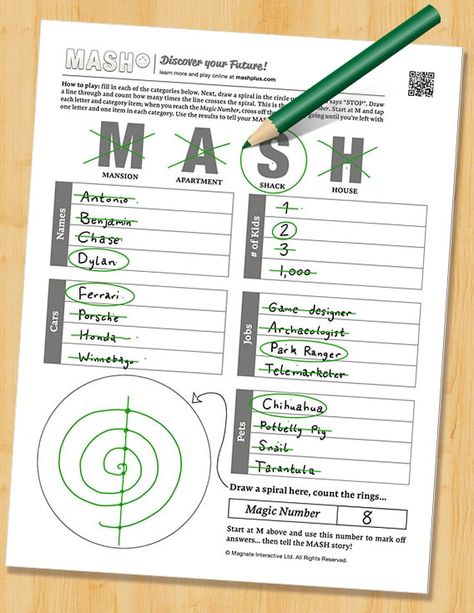 MASH game worksheet PDF What Is Mash The Game, Mash Game Categories, Mash Game Template, How To Play Mash The Game, Mash Game How To Play, How To Play Mash, Mash The Game, Games Like Mash, Mash Game