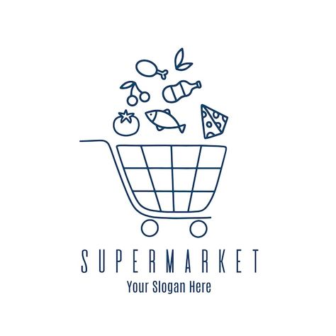 Supermarket Logo Design Ideas, Grocery Store Logo, Market Logo Design, Shopping Cart Logo, Supermarket Logo, Mini Mercado, Shopping Logo, Cart Logo, Market Logo