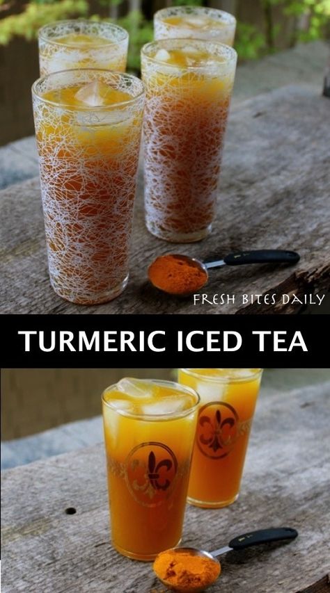 Ginger Iced Tea, Turmeric Tea Recipe, Turmeric Drink, Tea Drink Recipes, Golden Tea, Turmeric Recipes, Iced Tea Recipes, Turmeric Tea, Healthy Teas