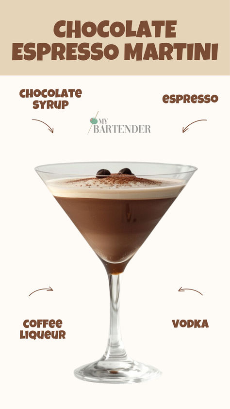 Chocolate Espresso Martini Espresso Martini Chocolate, Martini Variations, Chocolate Espresso Martini Recipe, Espresso Cocktails, Chocolate Espresso Martini, After Dinner Cocktails, Vodka Cocktails Easy, Dinner Cocktails, Espresso Martini Recipe