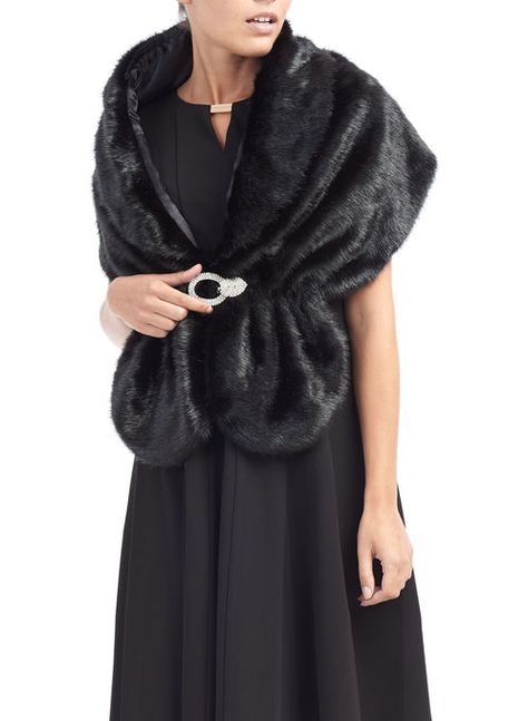 Faux Fur Rhinstone Stole , Black, hi-res Hollywood Glamour Party, Roman Dress, Faux Fur Bolero, Dress Fur, Winter Wedding Outfits, Glamour Party, Faux Fur Shawl, Faux Fur Stole, Faux Fur Wrap