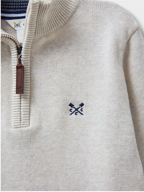 Crew clothing boys half zip cotton jumper - beige a half zip jumper in beige marl that's been made from 100% cotton. Boy Jumper, Half Zip Jumper, Chest Machine, Cotton Jumper, Crew Clothing, Clothing Company, Half Zip, Boy's Clothing, Kids Fashion