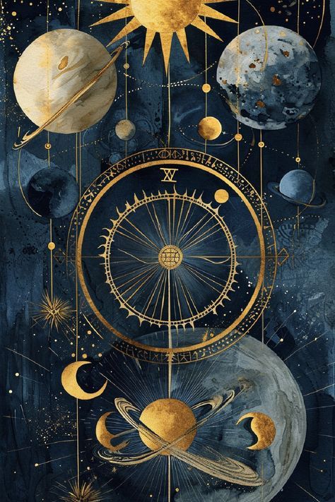 Solar System Ceiling, Pisces Cat, Sacred Geometry Wallpaper, Sun And Moon Aesthetic, Cat Astrology, Cat Zodiac, Solstice Art, Magical Sky, Labyrinth Design