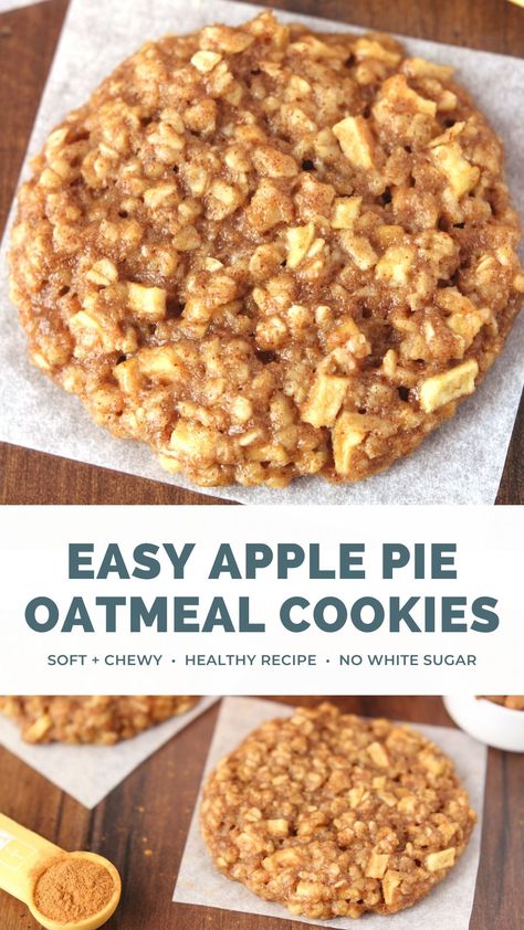 Apple Oat Cookies, Health Sweets, Apple Pie Oatmeal Cookies, Easy Healthy Oatmeal, Healthy Apple Pie Oatmeal, Eating Low Calorie, Whole Wheat Recipes, Whole Wheat Cookies, Apple Pie Oatmeal