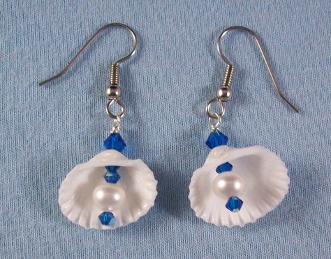 Seashell Jewelry Diy, Surf Jewelry, Sea Jewelry, Seashell Earrings, Seashell Jewelry, Clay Jewelry Diy, Homemade Jewelry, Handmade Jewelry Designs, Handmade Jewelry Diy