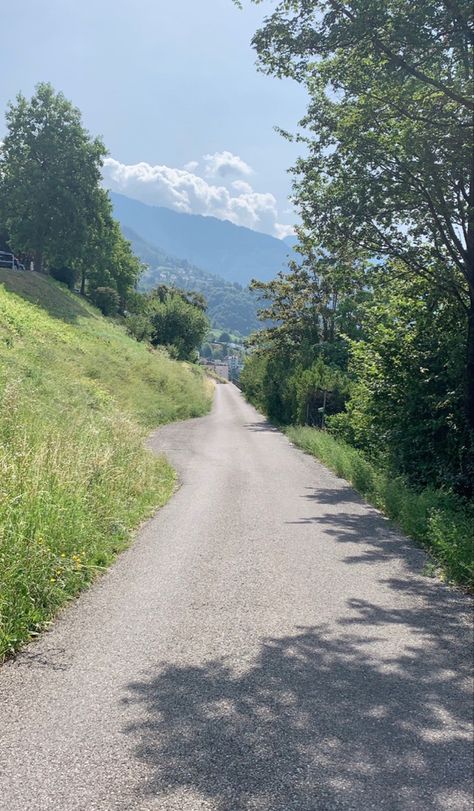 Side Walk Aesthetic, Switzerland Scenery, Walk Aesthetic, Side Walk, I Want To Leave, Switzerland, Country Roads, Road, Pins